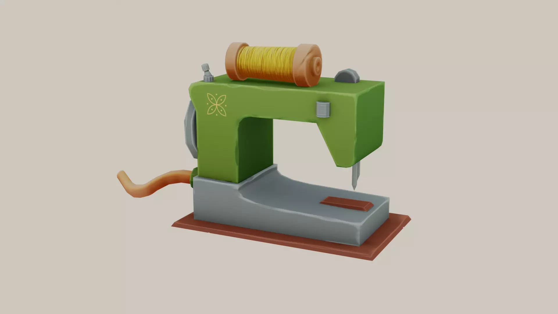 3D Stylized Sewing Machine Free low-poly 3D model_0