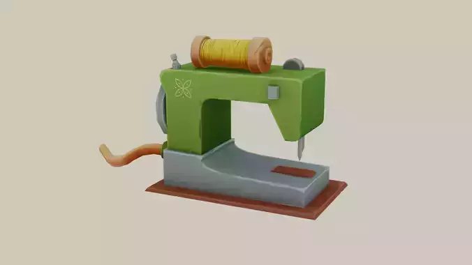 3D Stylized Sewing Machine Free low-poly 3D model