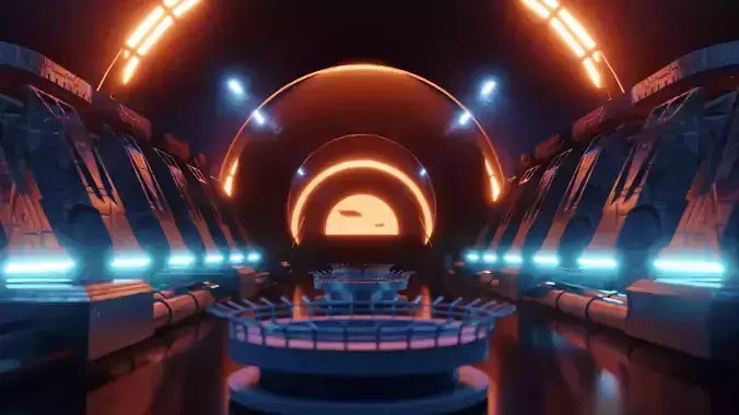 Futuristic Spaceship Interior Lowpoly Concept Art Low-poly 3D model