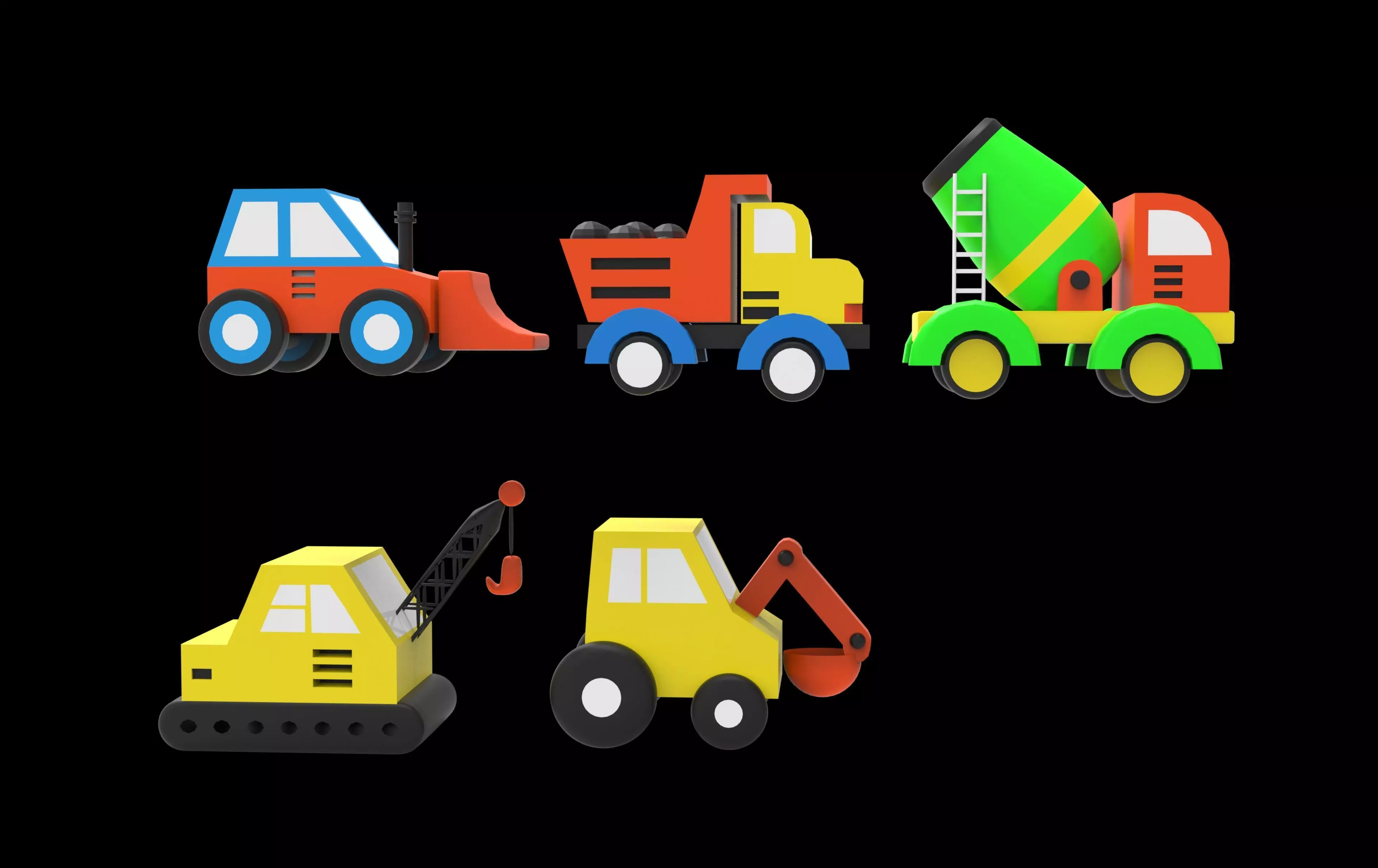 toy cars Low-poly 3D model_0