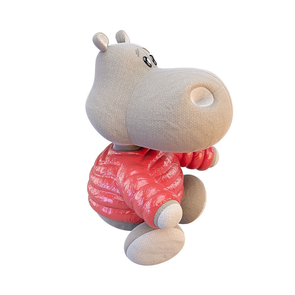 Soft toy hippo 3D model_2