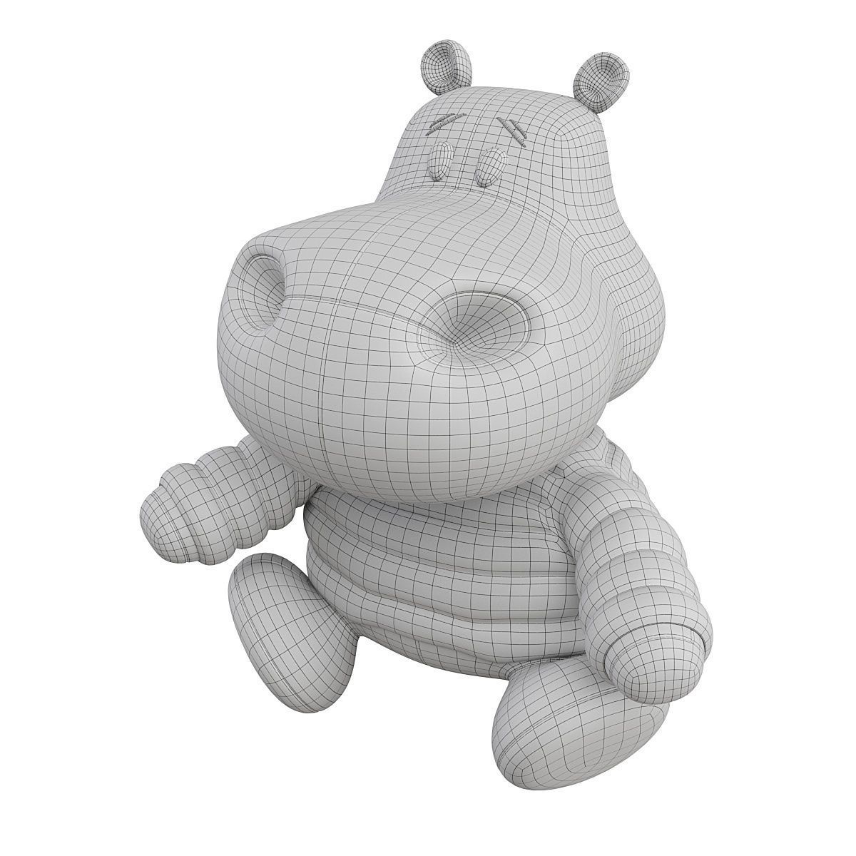 Soft toy hippo 3D model_4