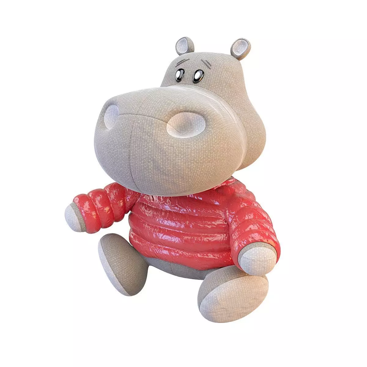 Soft toy hippo 3D model_0