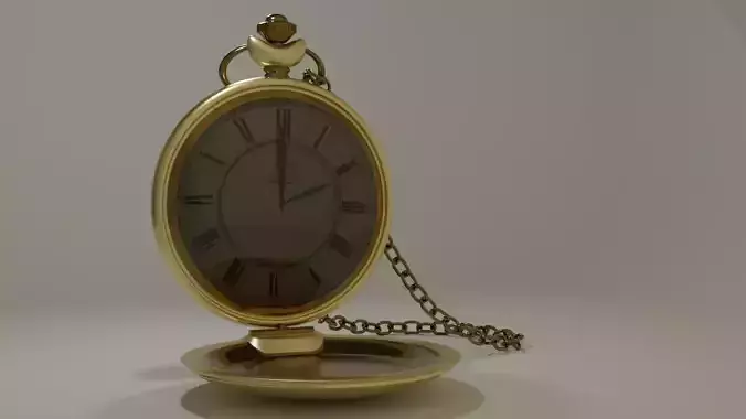Antique golden Pocket Watch 3D model