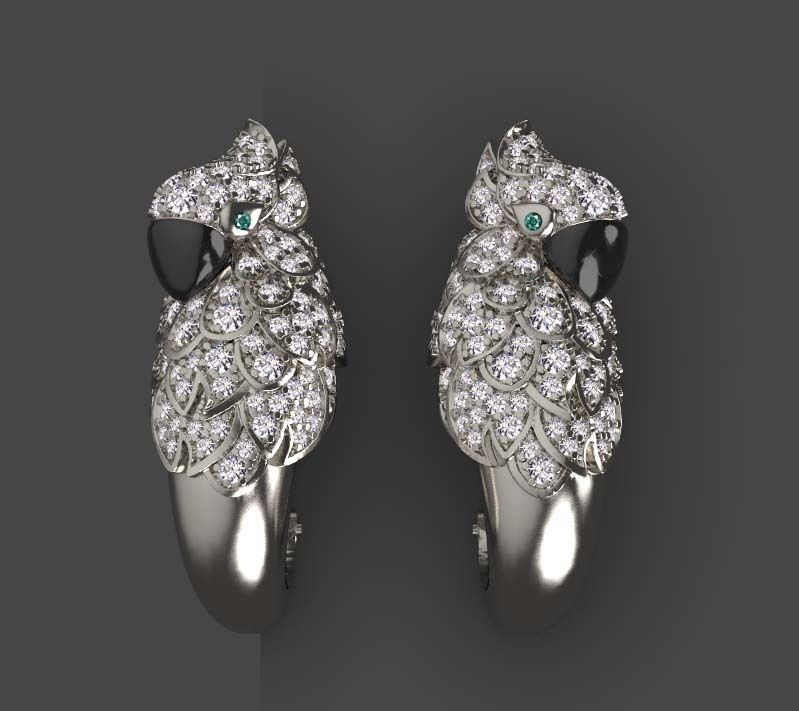 parrot  earrings 3D print model_1