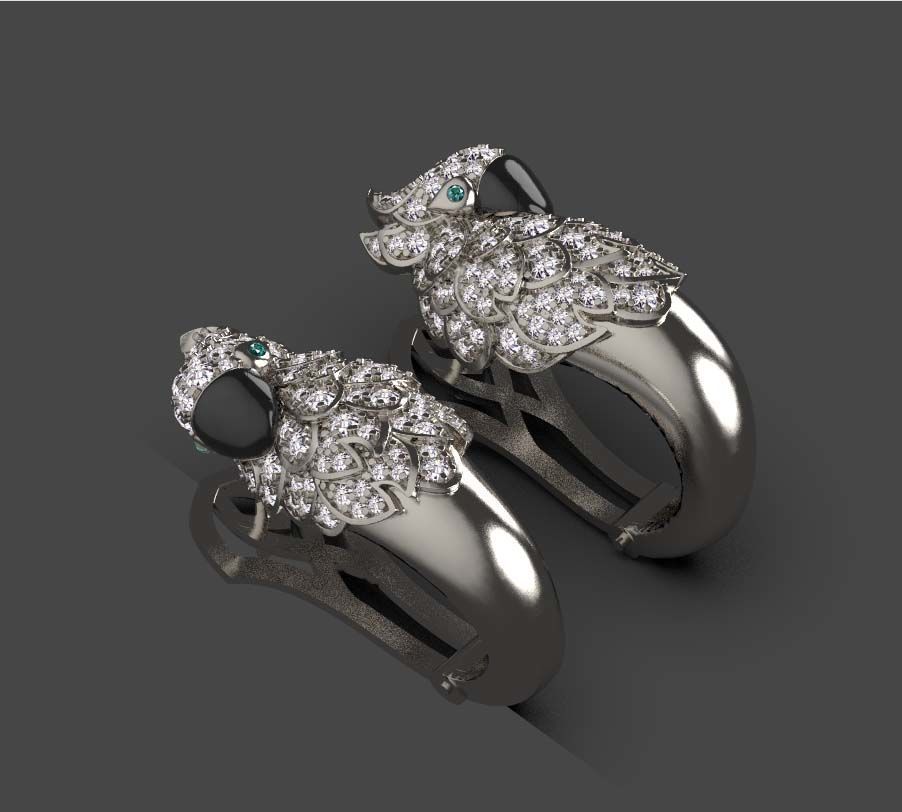 parrot  earrings 3D print model_36