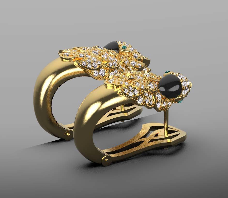 parrot  earrings 3D print model_28