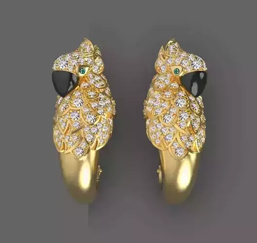 parrot  earrings 3D print model