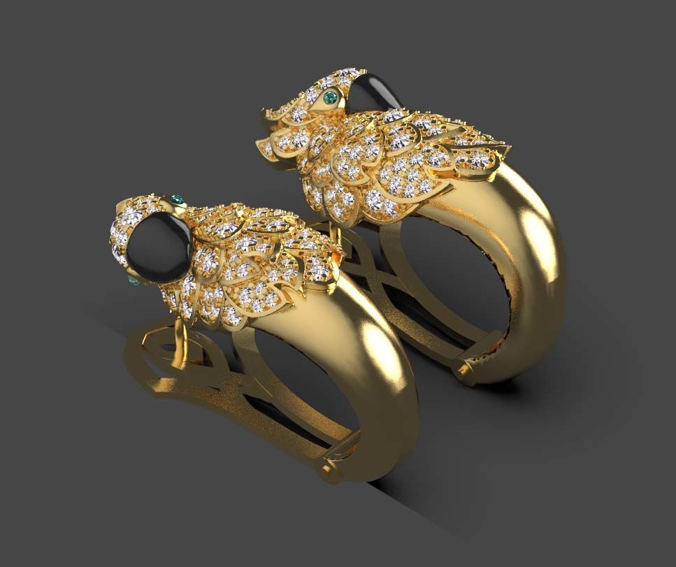 parrot  earrings 3D print model_25