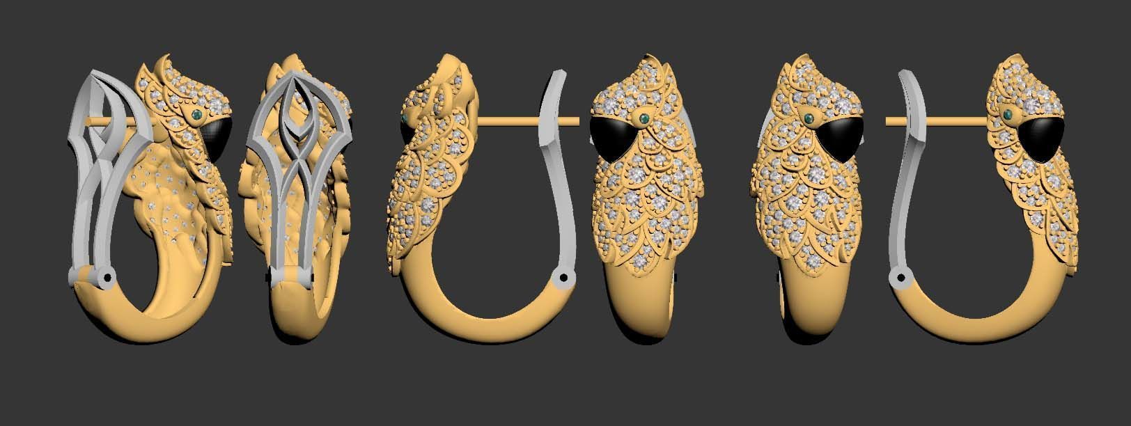 parrot  earrings 3D print model_19