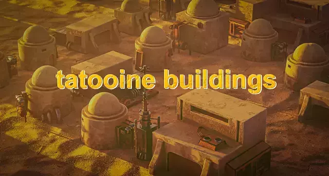 star wars tatooine buildings Low-poly 3D model