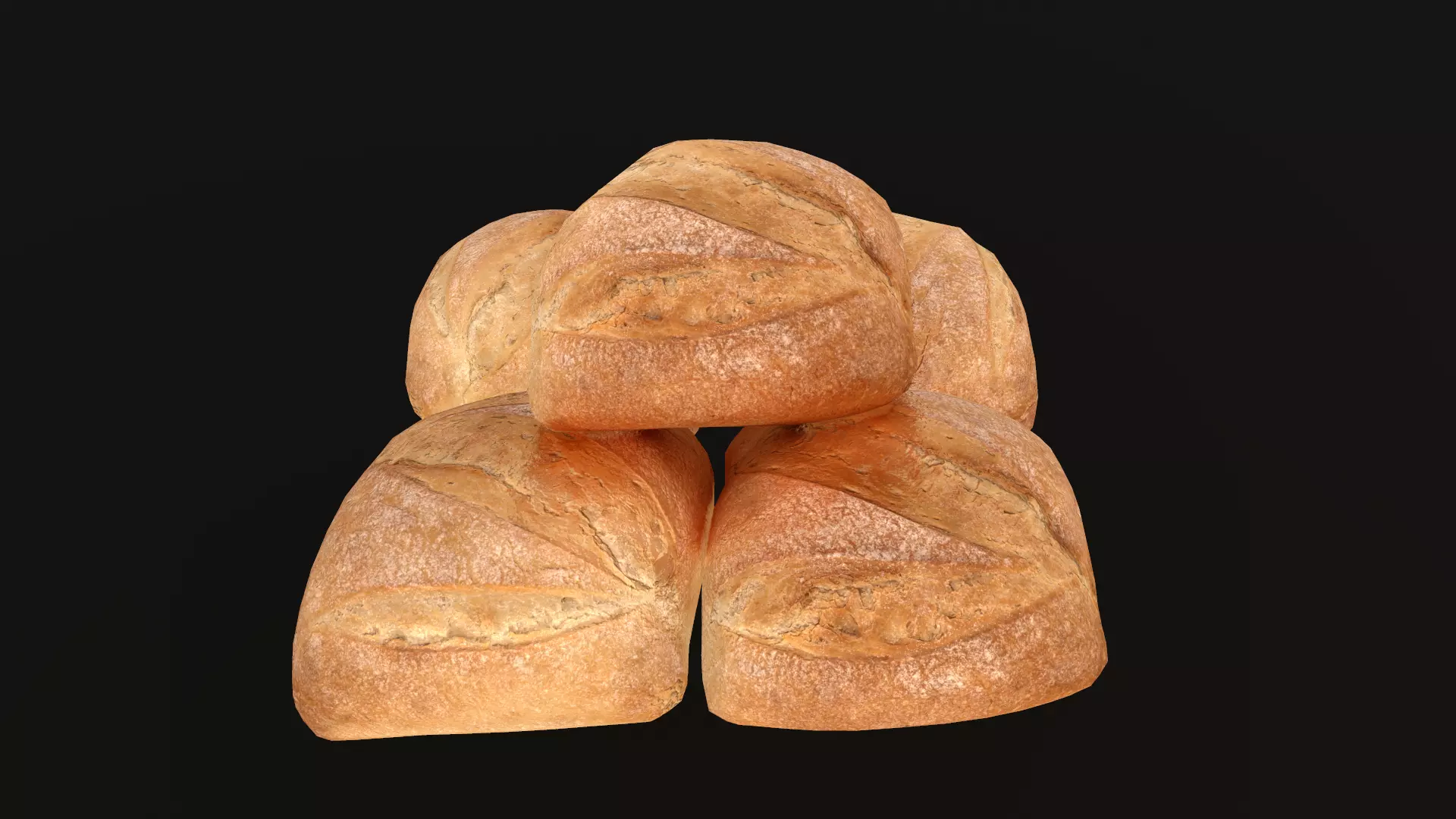 Bread Roll AR VR PBR  Lowpoly with game ready 3d Model Low-poly 3D model_0