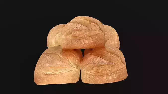 Bread Roll AR VR PBR  Lowpoly with game ready 3d Model Low-poly 3D model