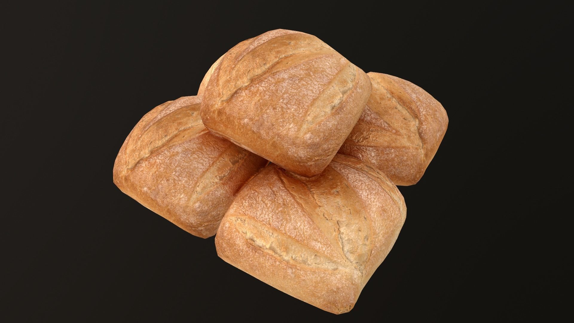 Bread Roll AR VR PBR  Lowpoly with game ready 3d Model Low-poly 3D model_4