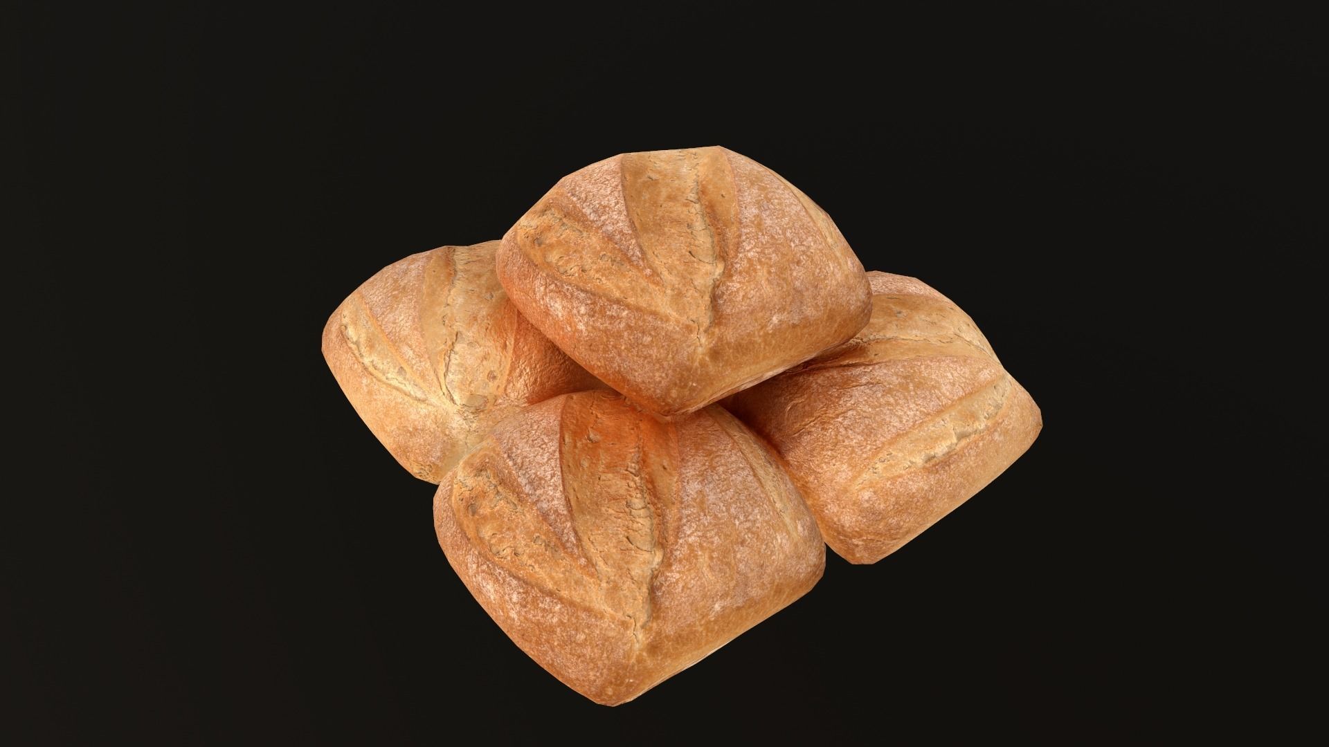 Bread Roll AR VR PBR  Lowpoly with game ready 3d Model Low-poly 3D model_2