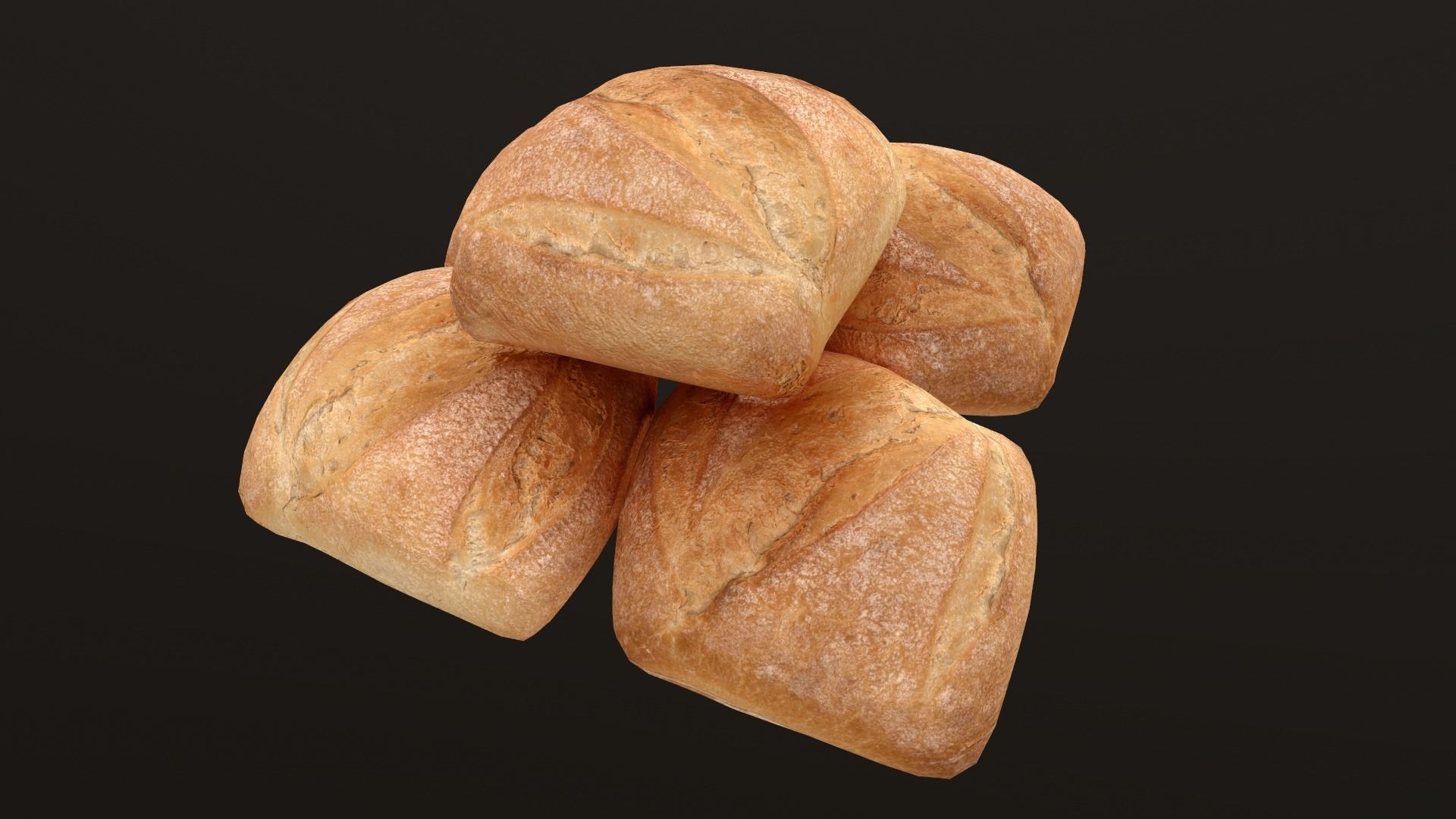 Bread Roll AR VR PBR  Lowpoly with game ready 3d Model Low-poly 3D model_6