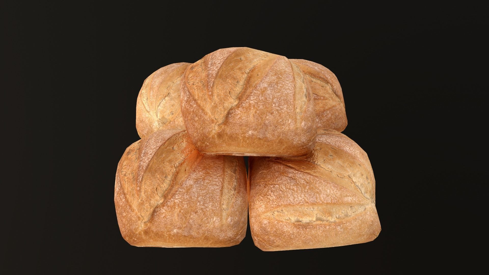 Bread Roll AR VR PBR  Lowpoly with game ready 3d Model Low-poly 3D model_3