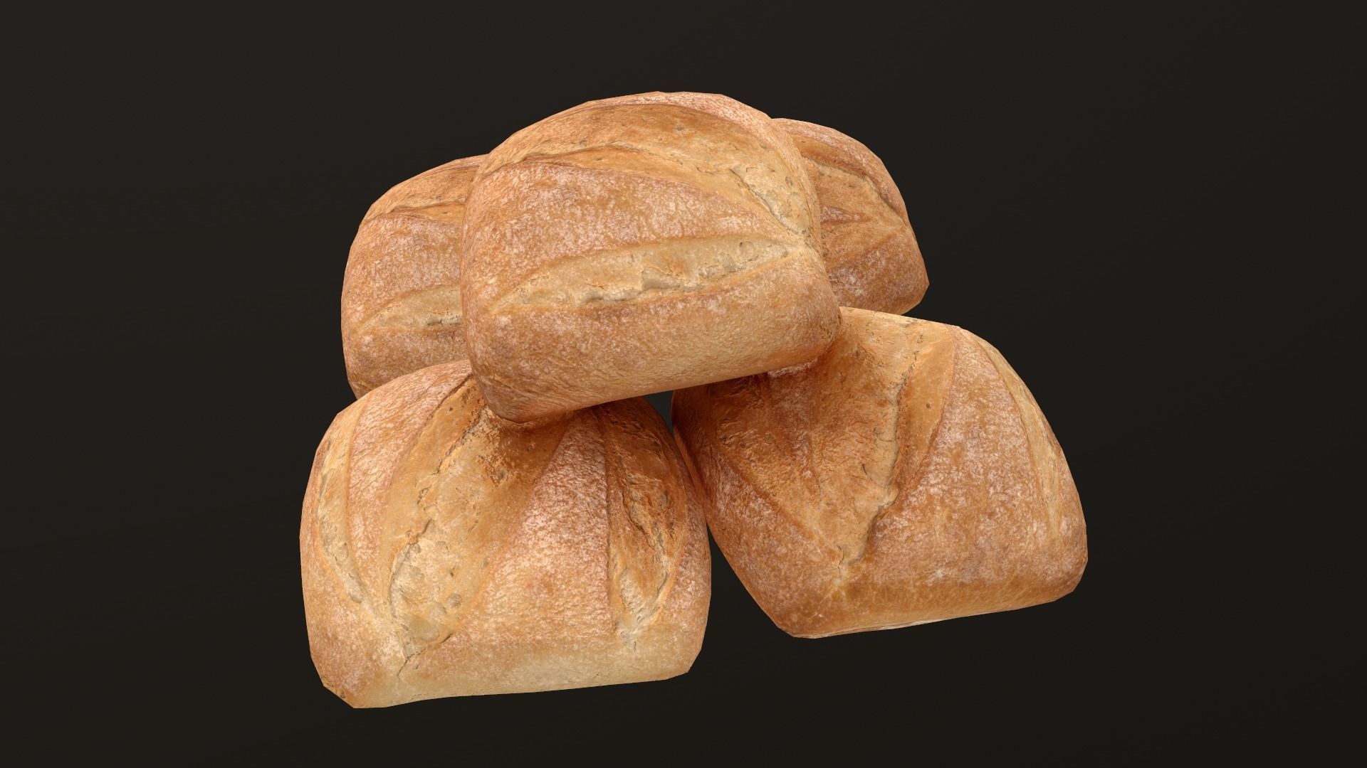 Bread Roll AR VR PBR  Lowpoly with game ready 3d Model Low-poly 3D model_5