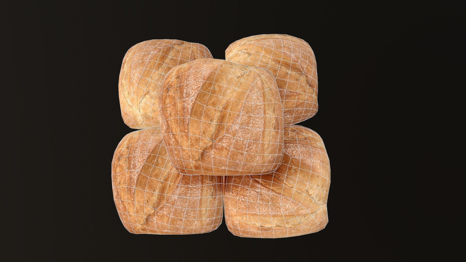 Bread Roll AR VR PBR  Lowpoly with game ready 3d Model Low-poly 3D model_12