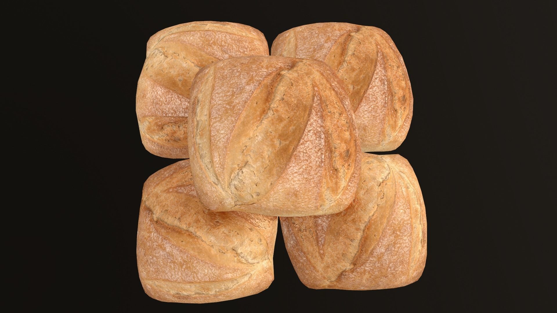 Bread Roll AR VR PBR  Lowpoly with game ready 3d Model Low-poly 3D model_8