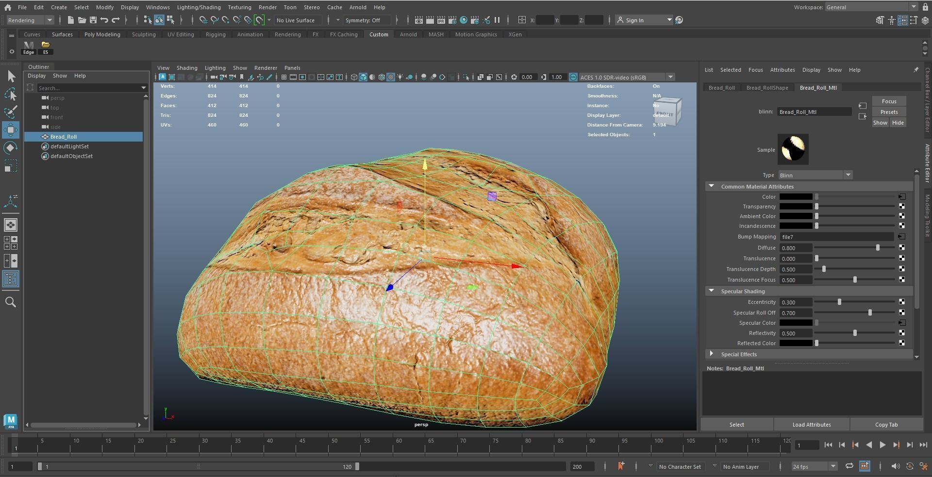 Bread Roll AR VR PBR  Lowpoly with game ready 3d Model Low-poly 3D model_14