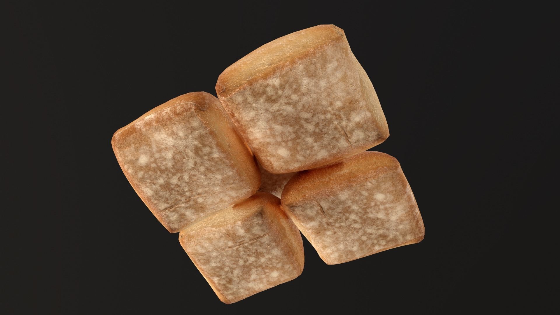 Bread Roll AR VR PBR  Lowpoly with game ready 3d Model Low-poly 3D model_11