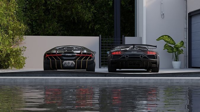 Luxury Automotive Render Scene 3D Blender File Textured And FBX  3D model 3
