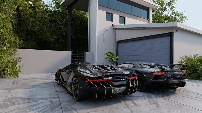 Luxury Automotive Render Scene 3D Blender File Textured And FBX  3D model 2