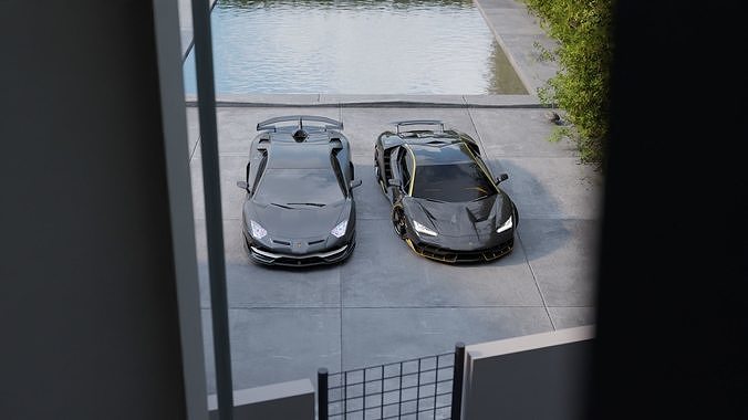 Luxury Automotive Render Scene 3D Blender File Textured And FBX  3D model 4