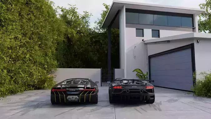 Luxury Automotive Render Scene 3D Blender File Textured And FBX  3D model