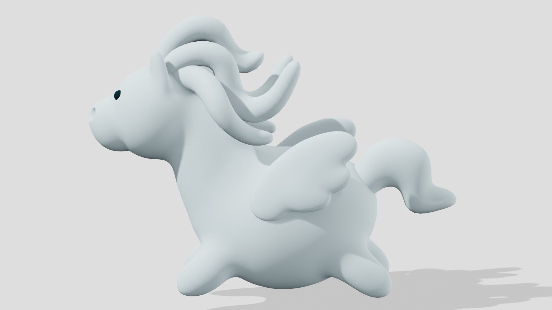 Cute little pegasus flying  3D model_1