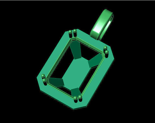 emerald pendant silver gold 3D print model