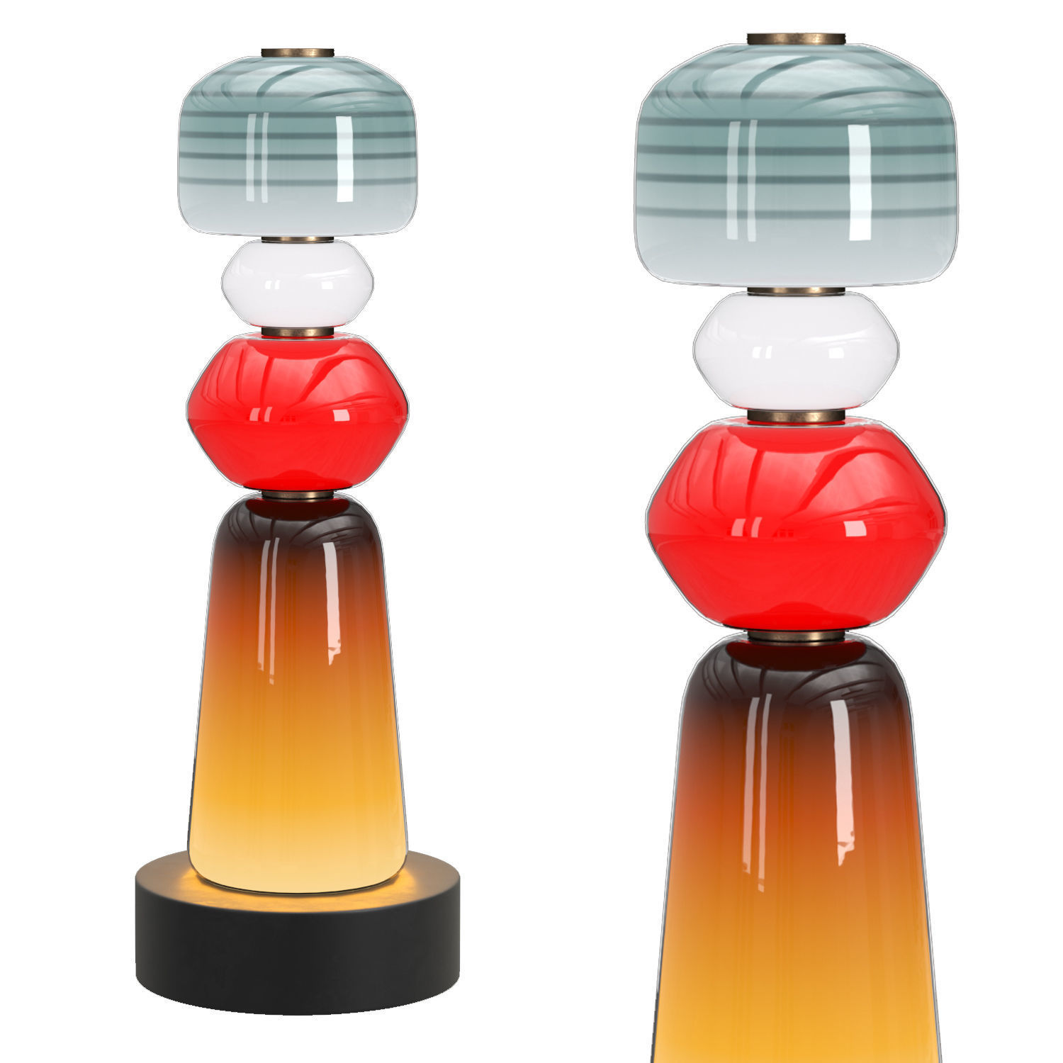 Totem glass lamp red 3D model_1