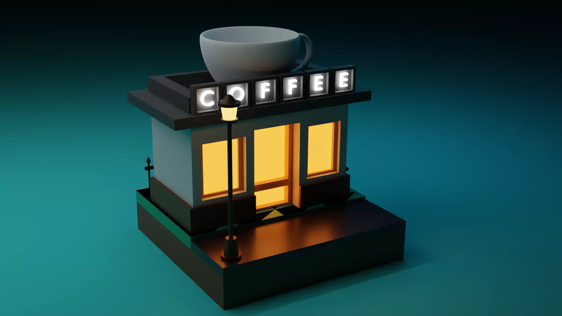 Coffee shop Free 3D model_0