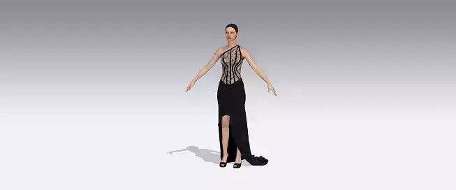 Dress corset lace  fabric detail skirt asymetric Low-poly 3D model