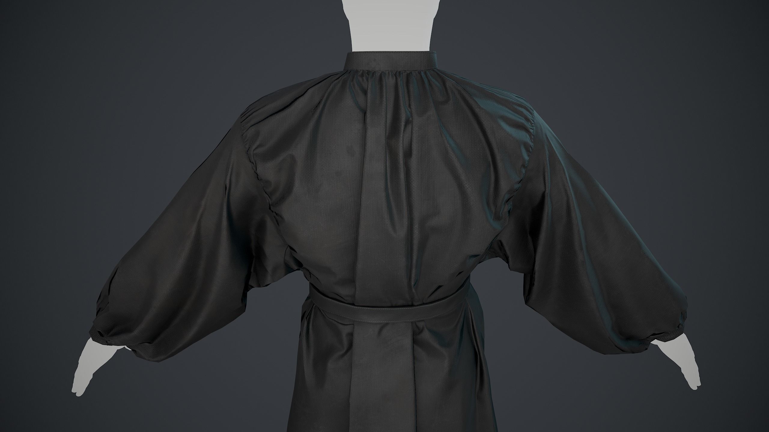 Full Black Medieval Shirt  Low-poly 3D model_16