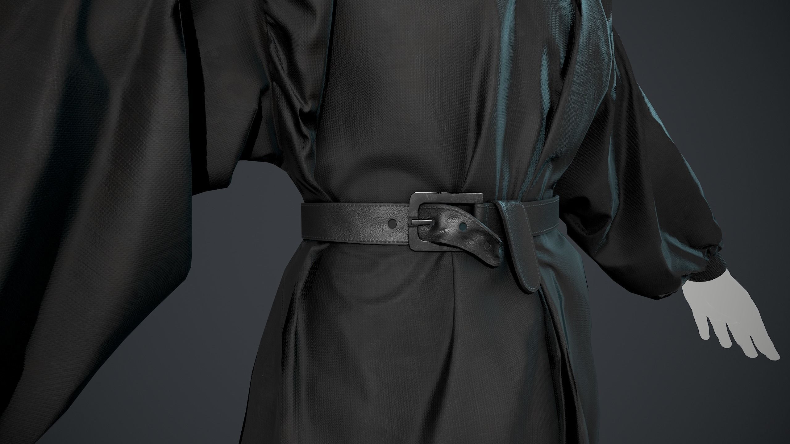 Full Black Medieval Shirt  Low-poly 3D model_21