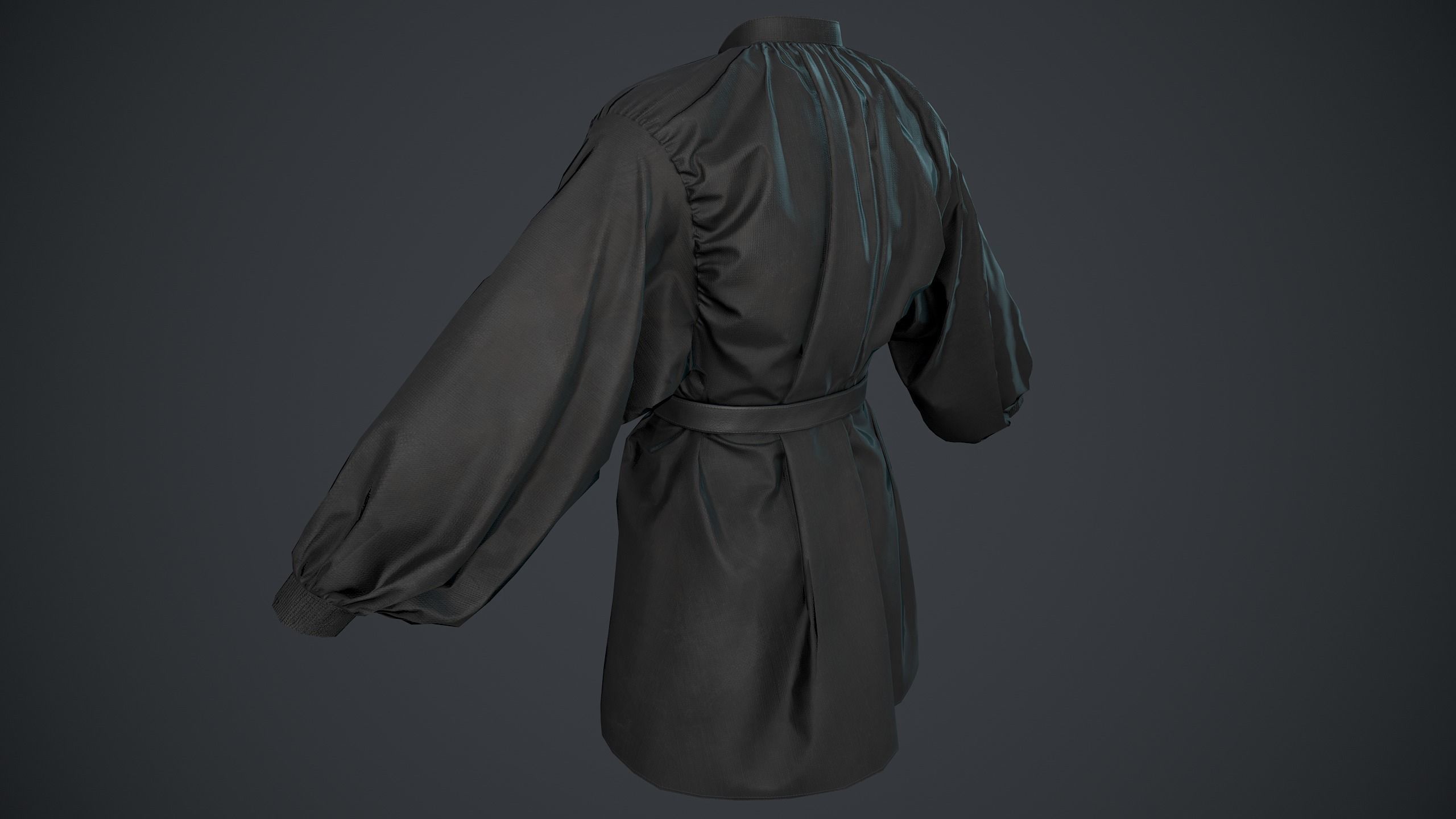 Full Black Medieval Shirt  Low-poly 3D model_3