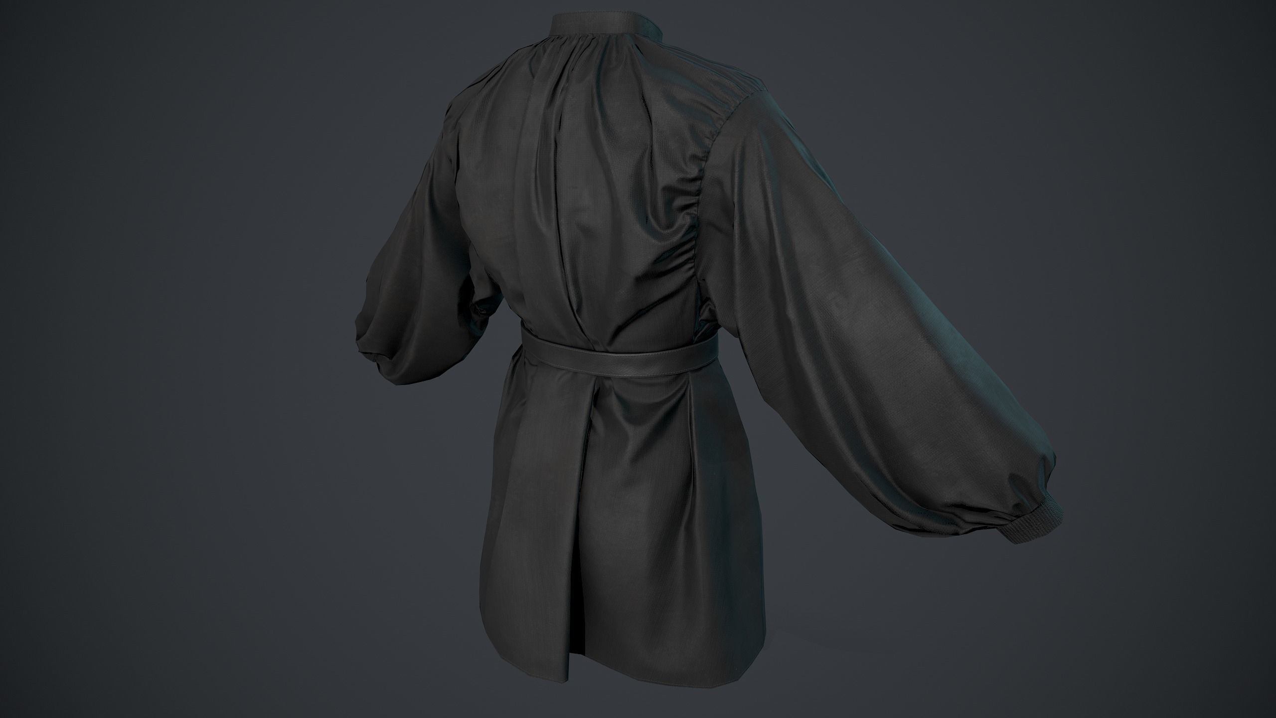 Full Black Medieval Shirt  Low-poly 3D model_2