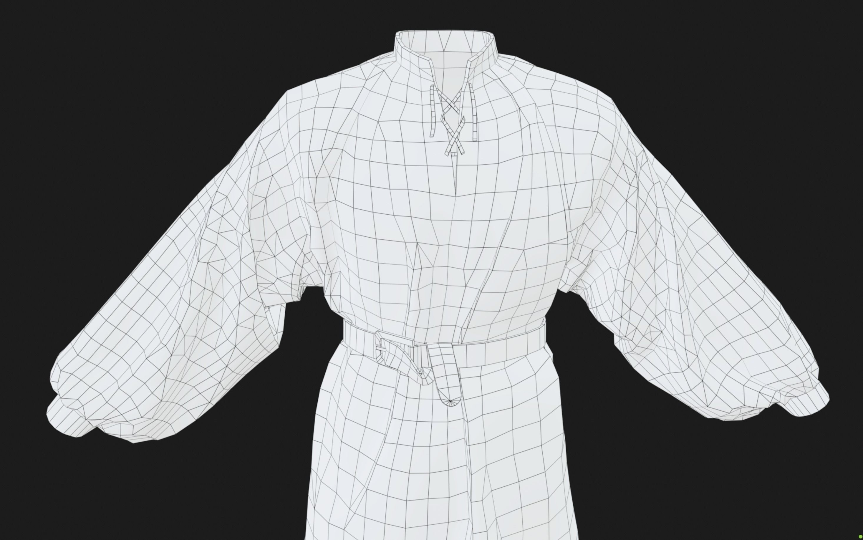 Full Black Medieval Shirt  Low-poly 3D model_26