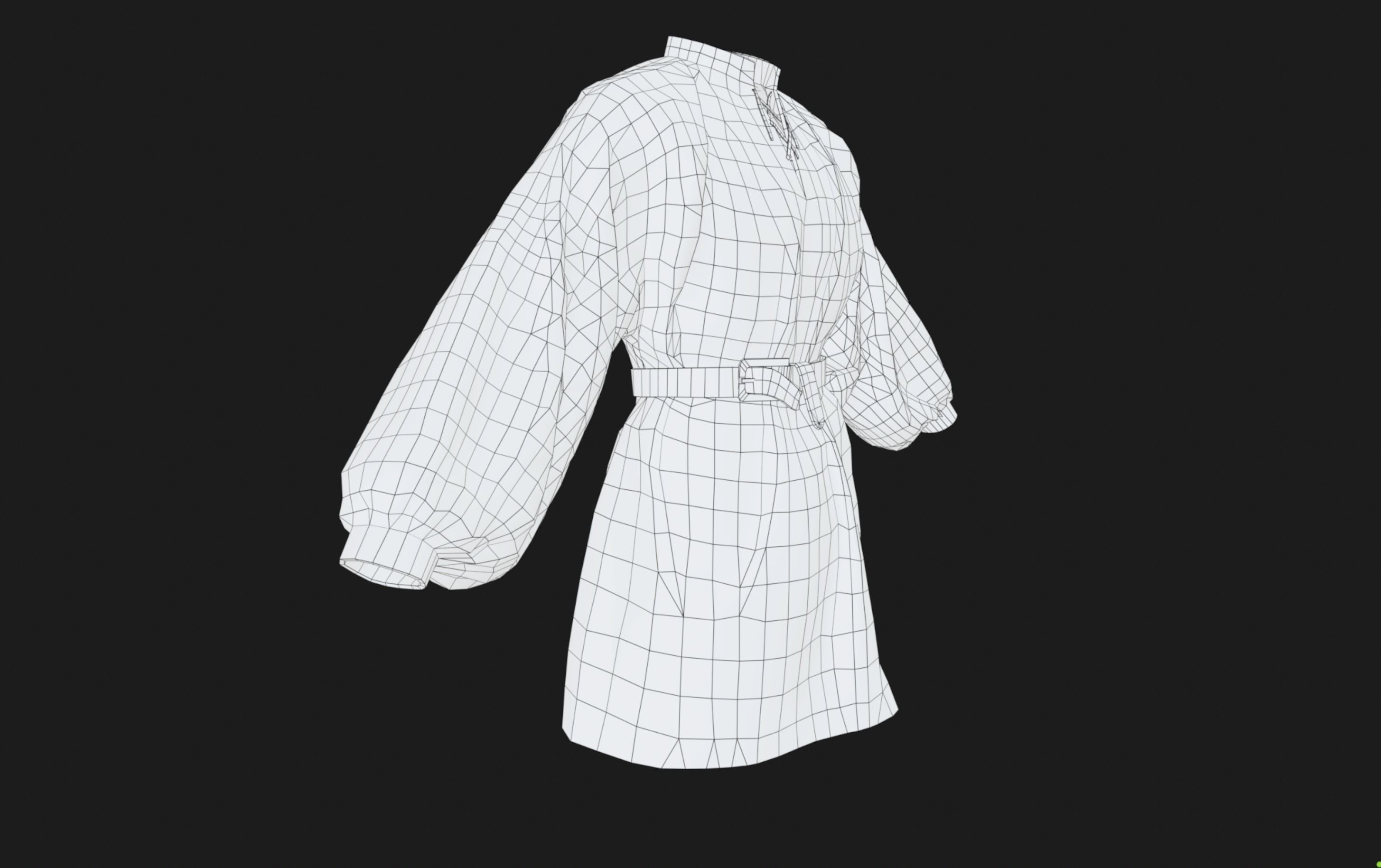 Full Black Medieval Shirt  Low-poly 3D model_23