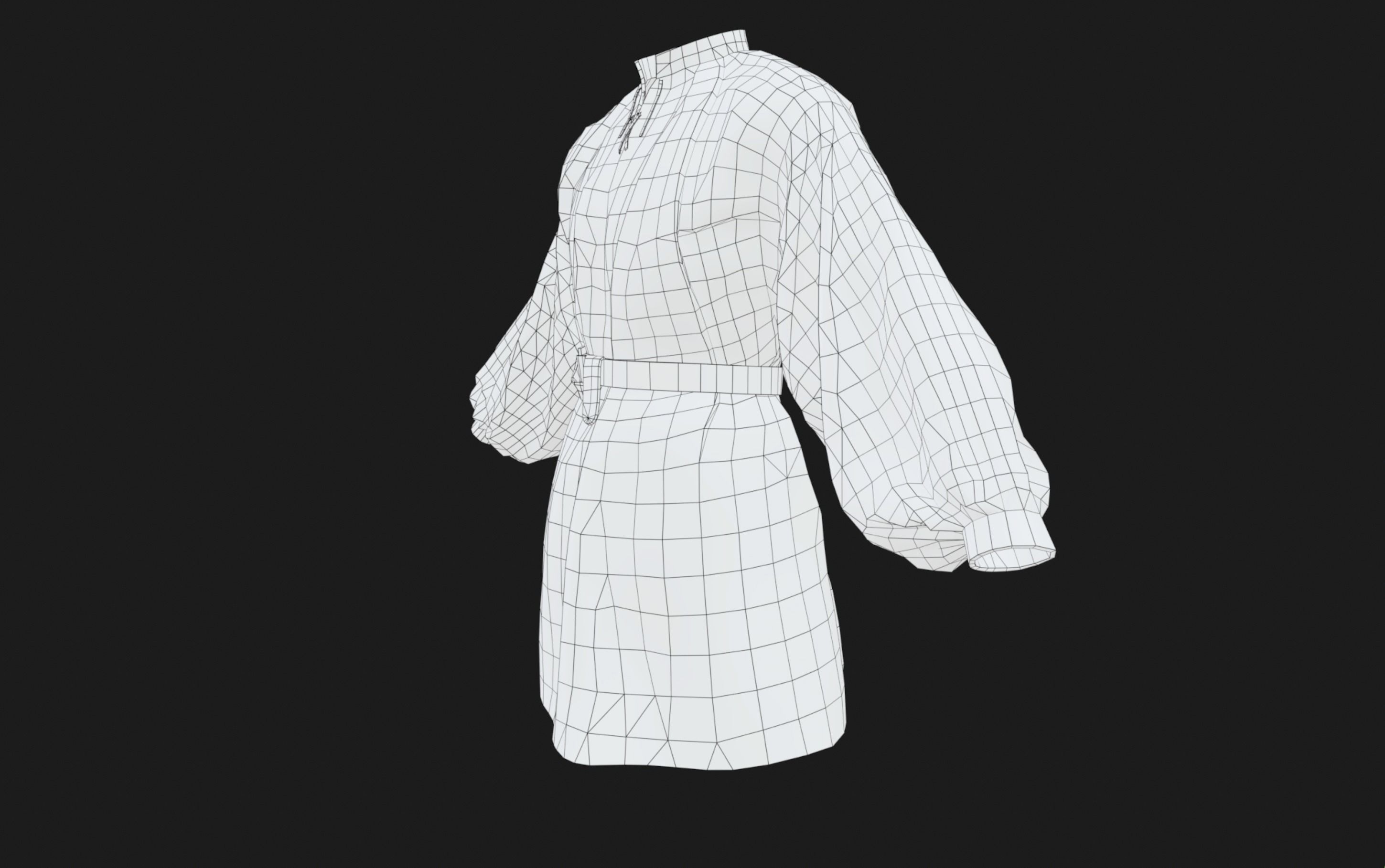 Full Black Medieval Shirt  Low-poly 3D model_24