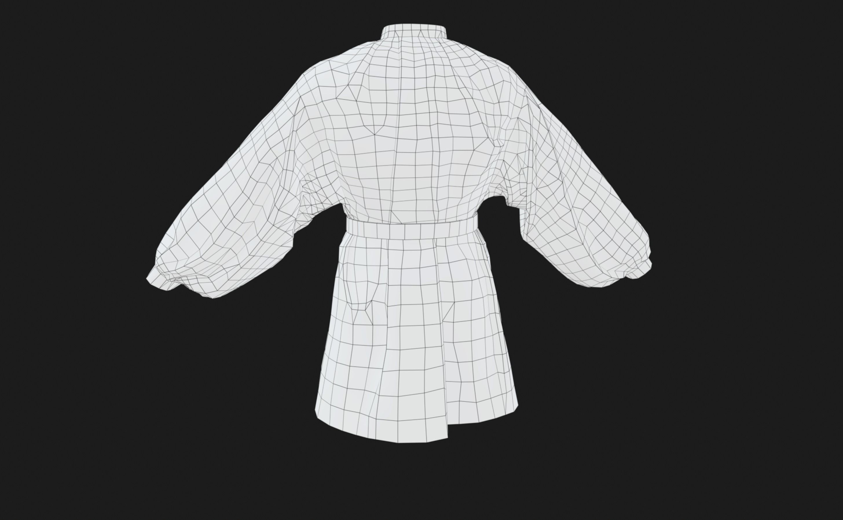 Full Black Medieval Shirt  Low-poly 3D model_27