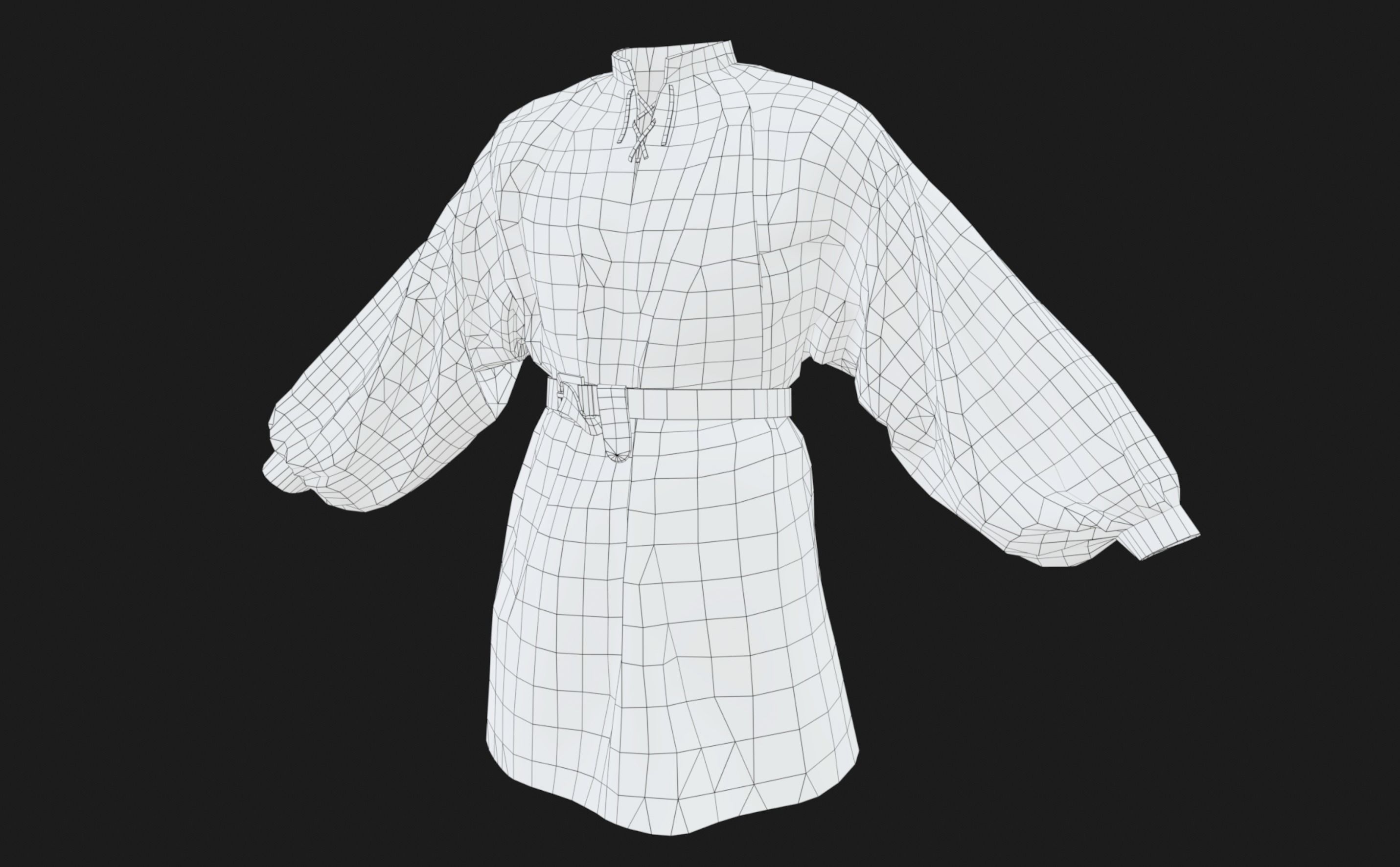 Full Black Medieval Shirt  Low-poly 3D model_25