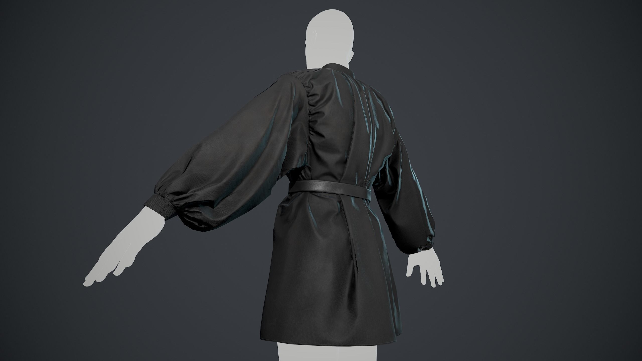 Full Black Medieval Shirt  Low-poly 3D model_13