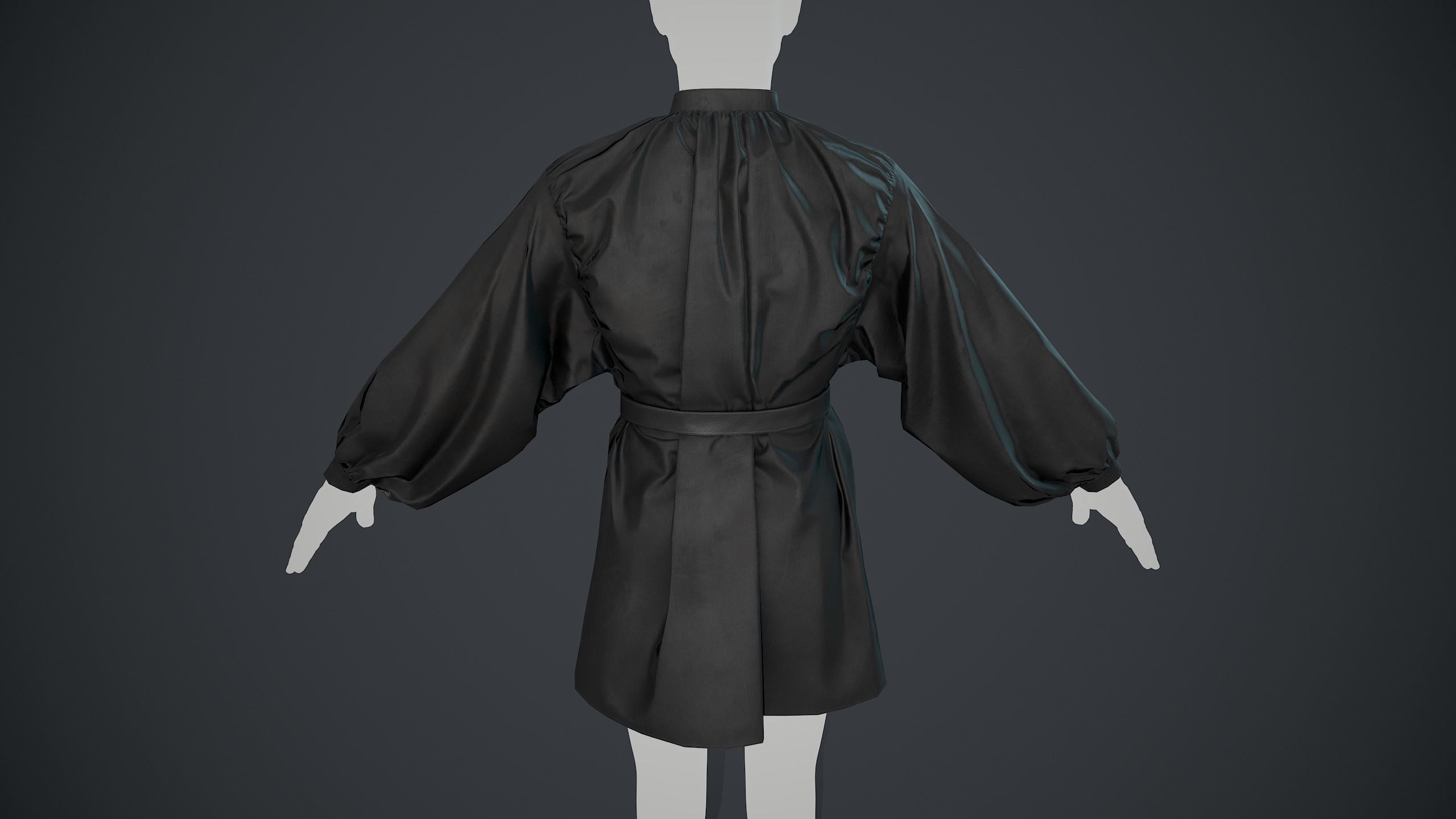 Full Black Medieval Shirt  Low-poly 3D model_4