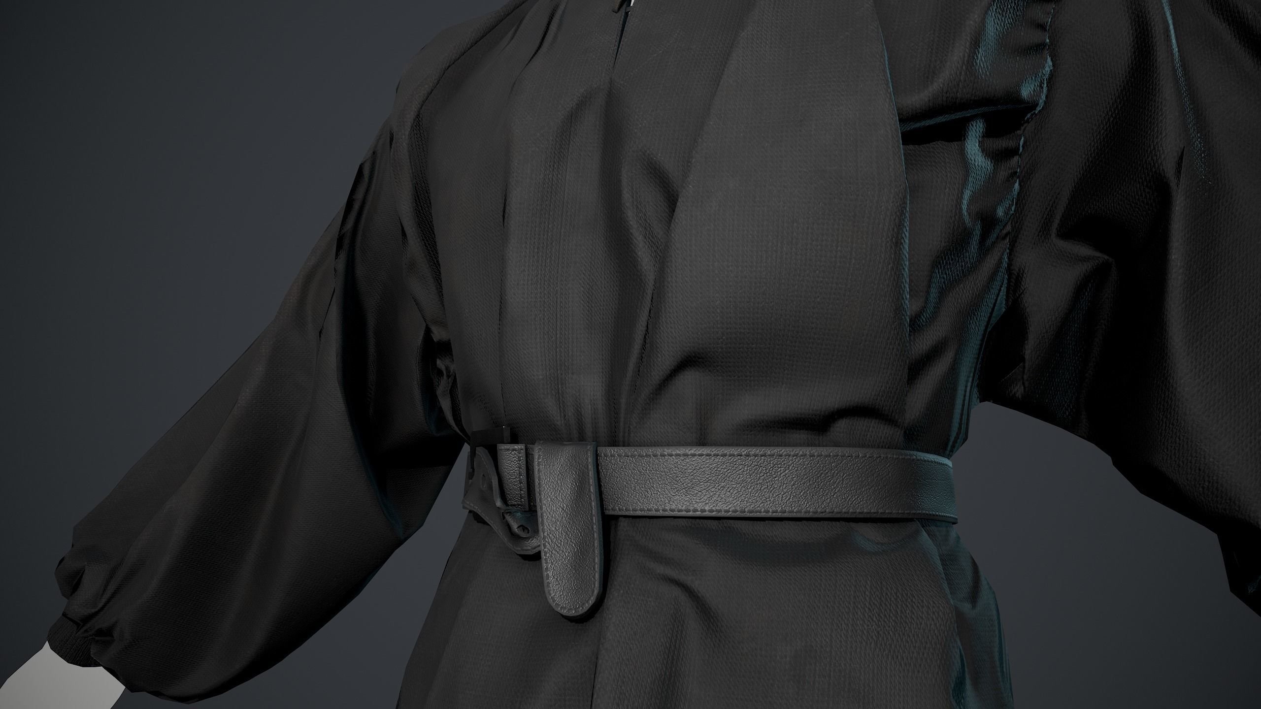 Full Black Medieval Shirt  Low-poly 3D model_11