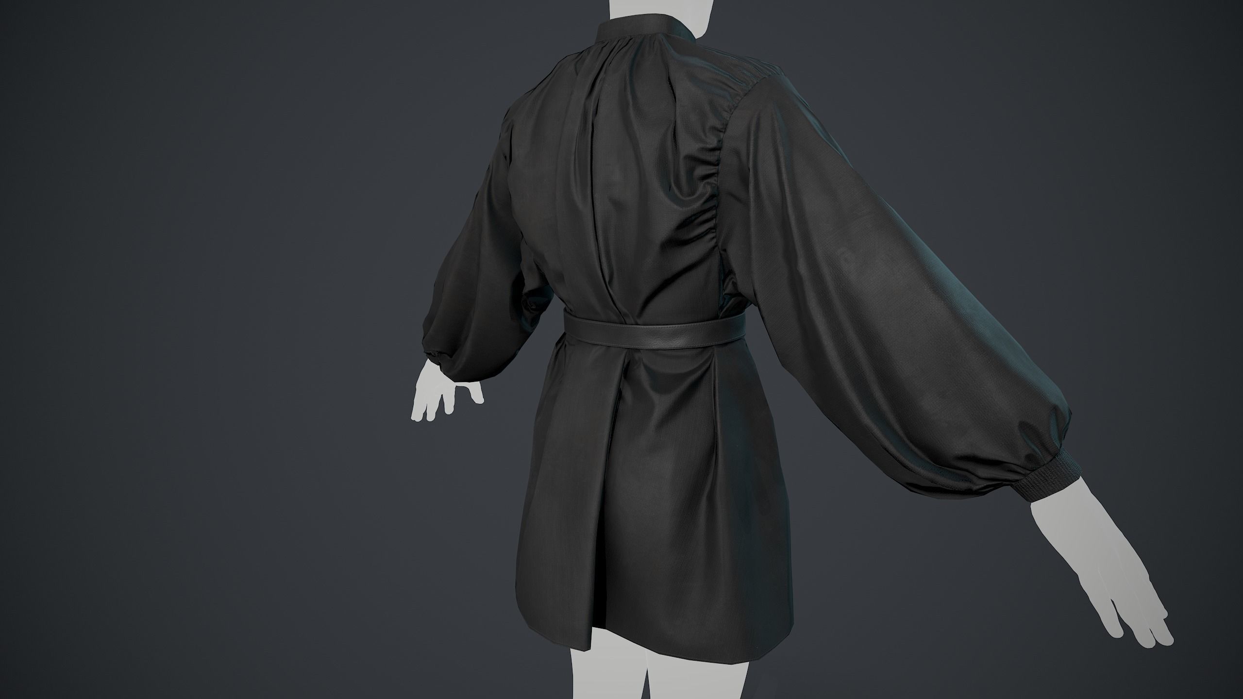 Full Black Medieval Shirt  Low-poly 3D model_17