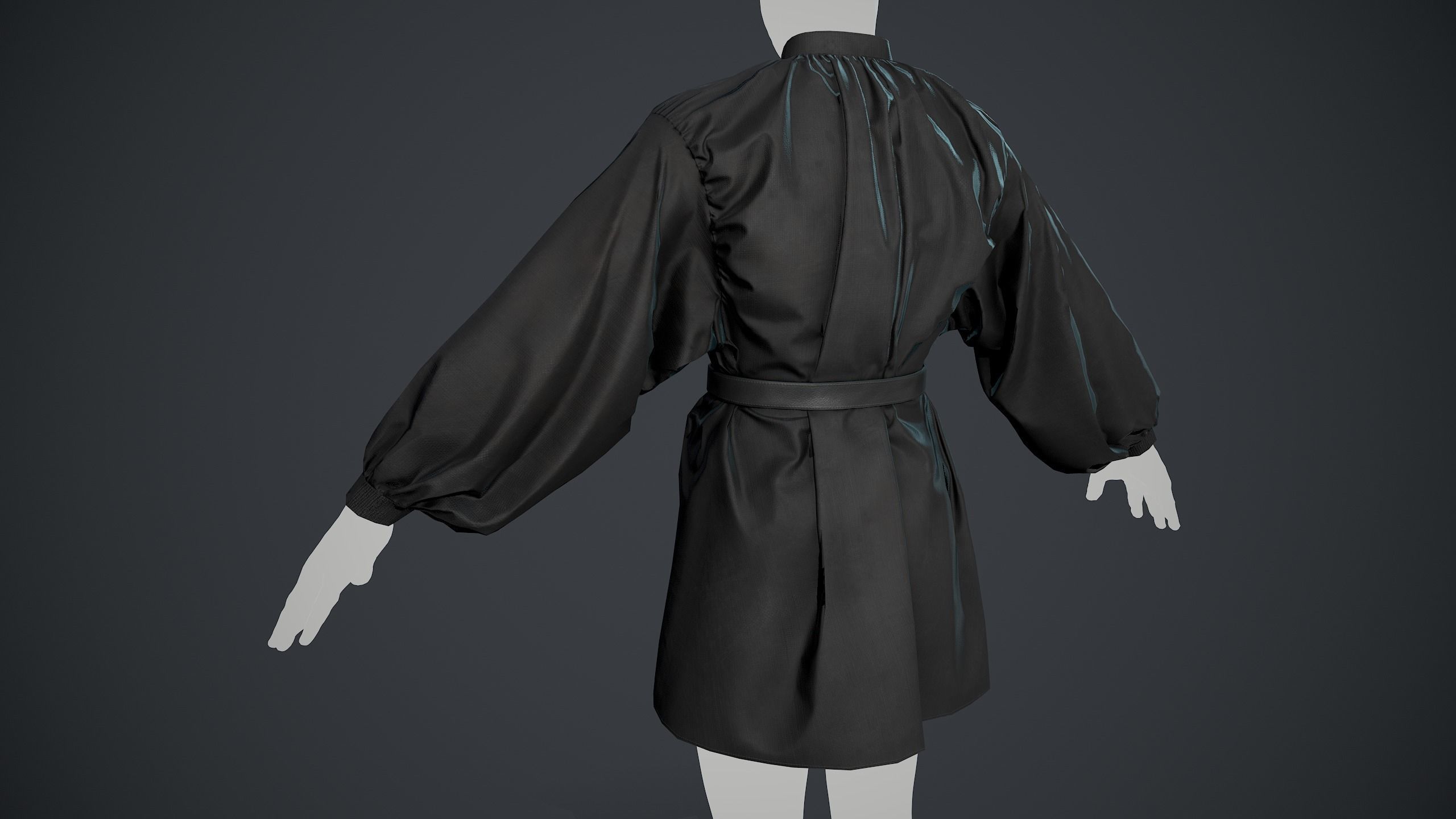 Full Black Medieval Shirt  Low-poly 3D model_14