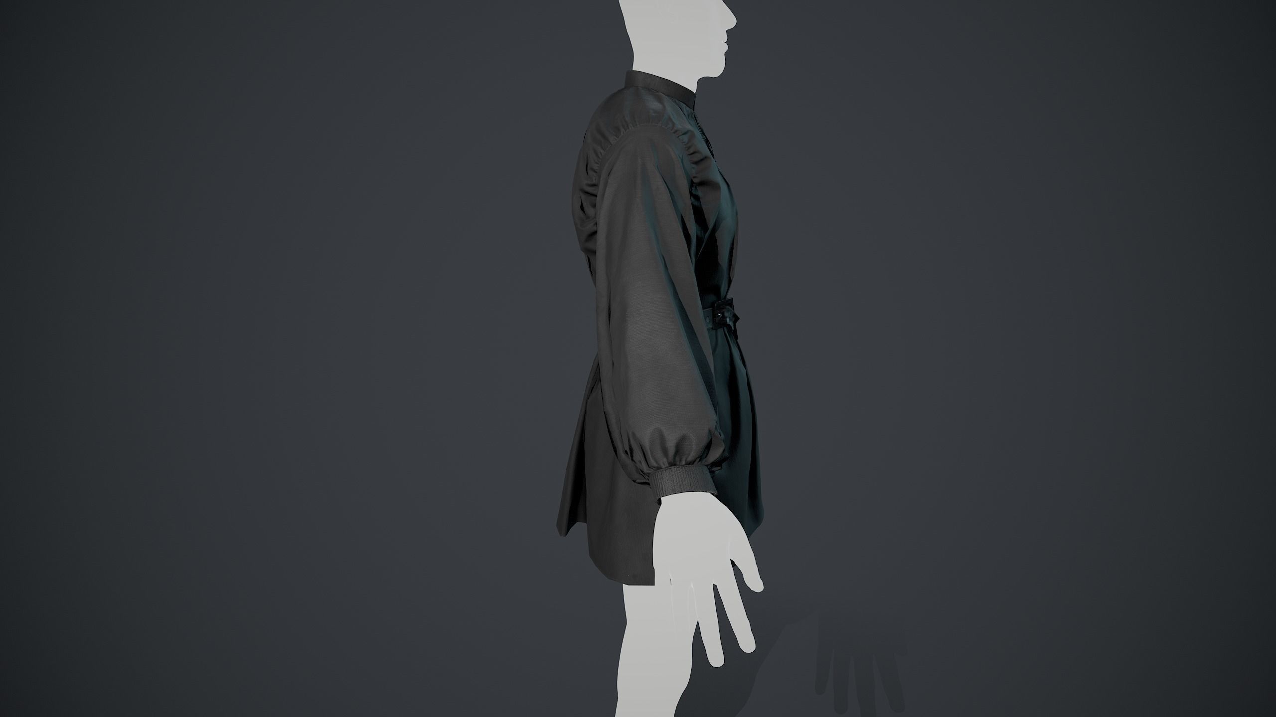 Full Black Medieval Shirt  Low-poly 3D model_5